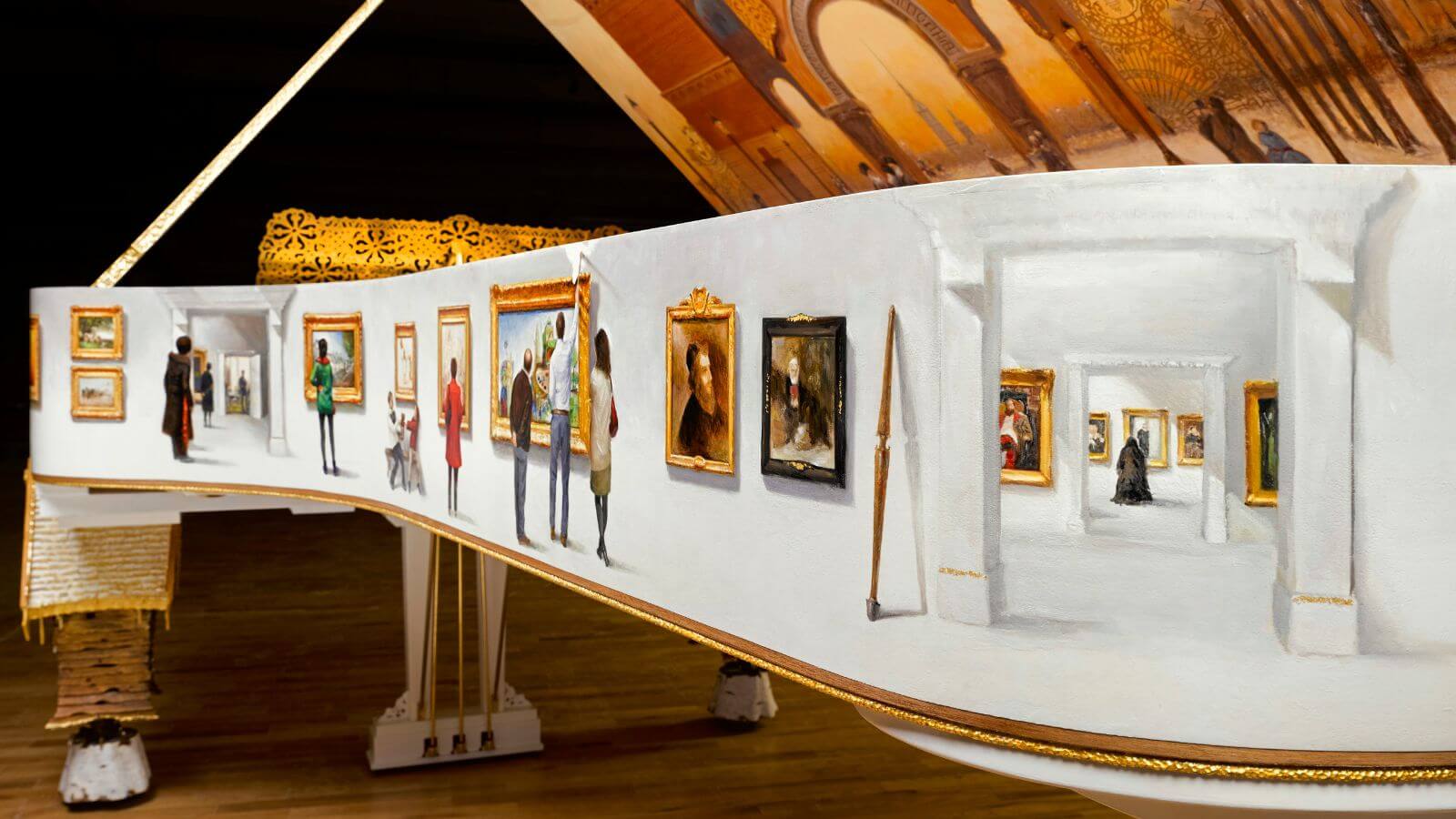 closeup of a painting showing art exhibition
